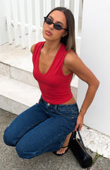 All Around You V Neck Top Red