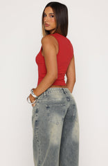 All Around You V Neck Top Red