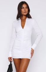 Always Will Be Long Sleeve Mini Dress White
