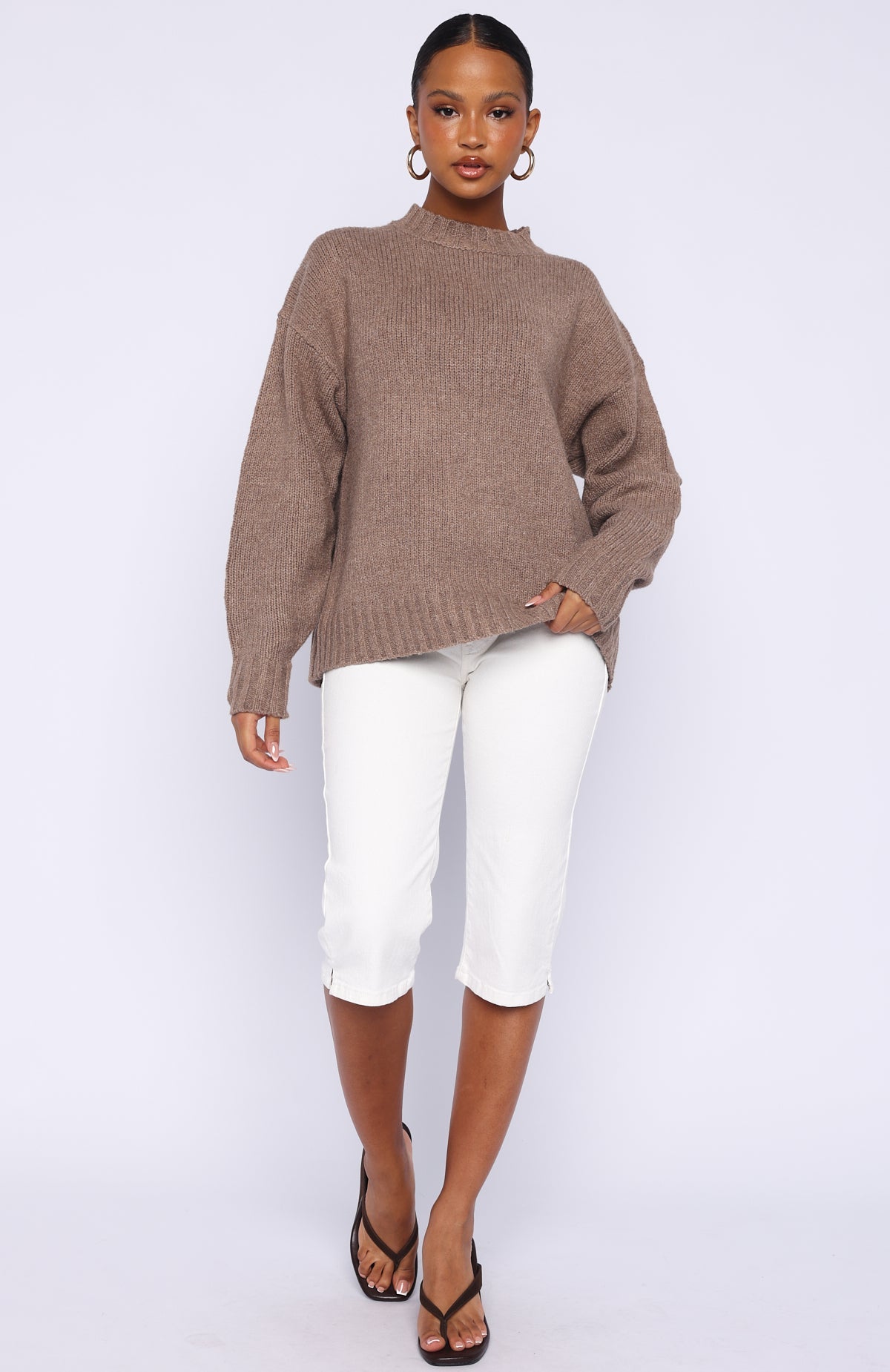 Apres Ski With Me Knit Sweater Taupe