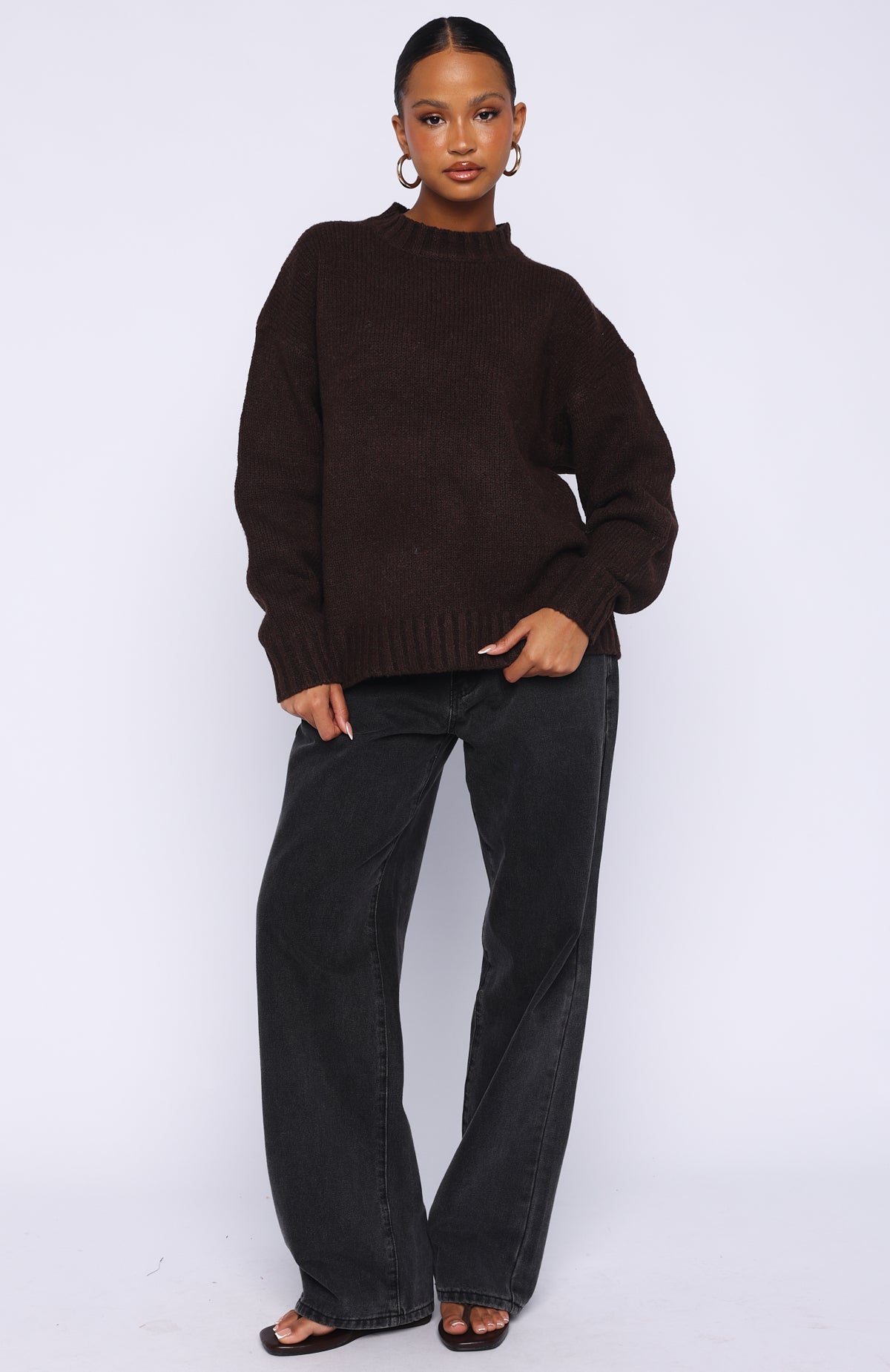 Apres Ski With Me Knit Sweater Chocolate