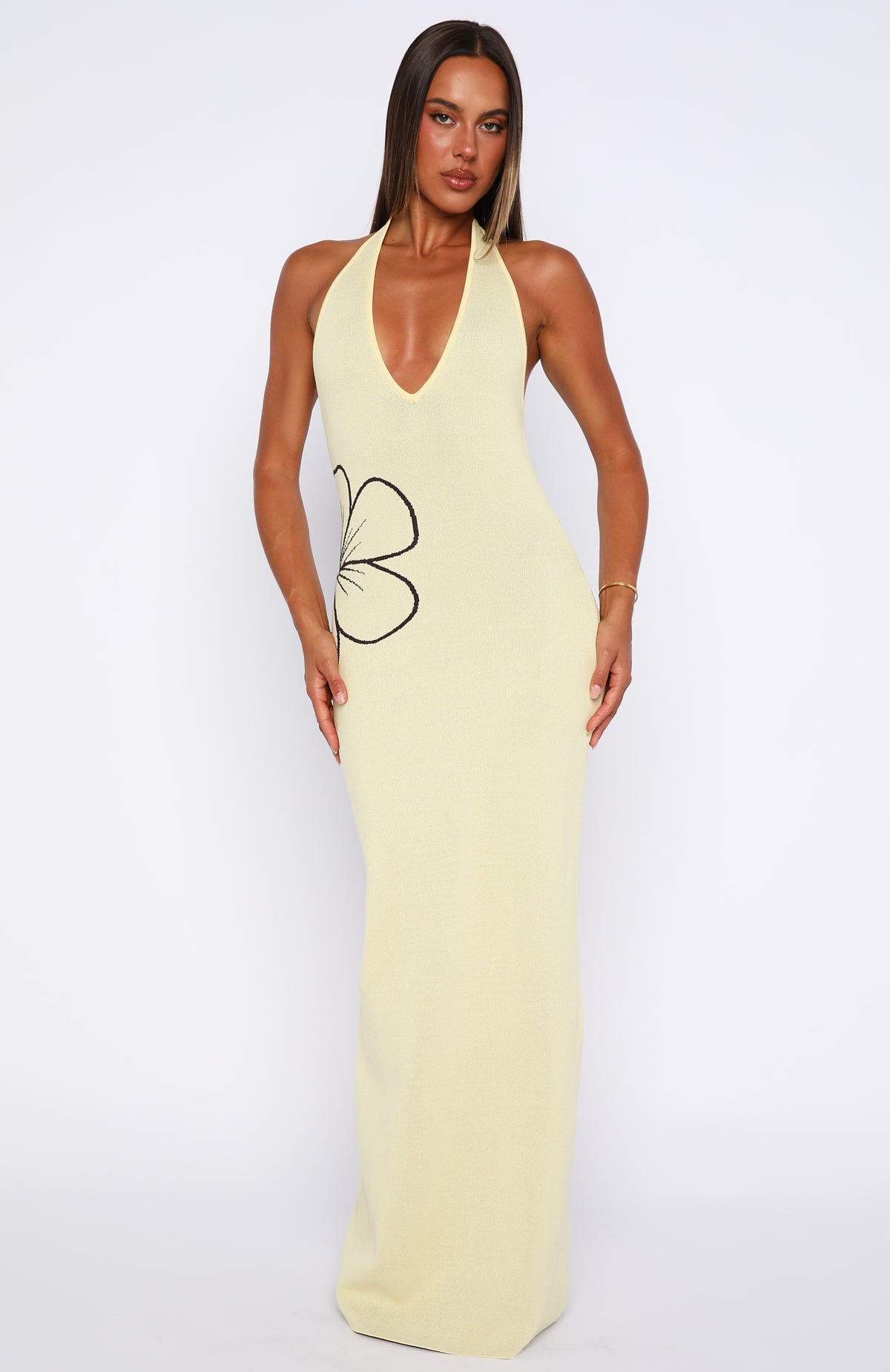 Baddie Era Knit Maxi Dress Lemon
