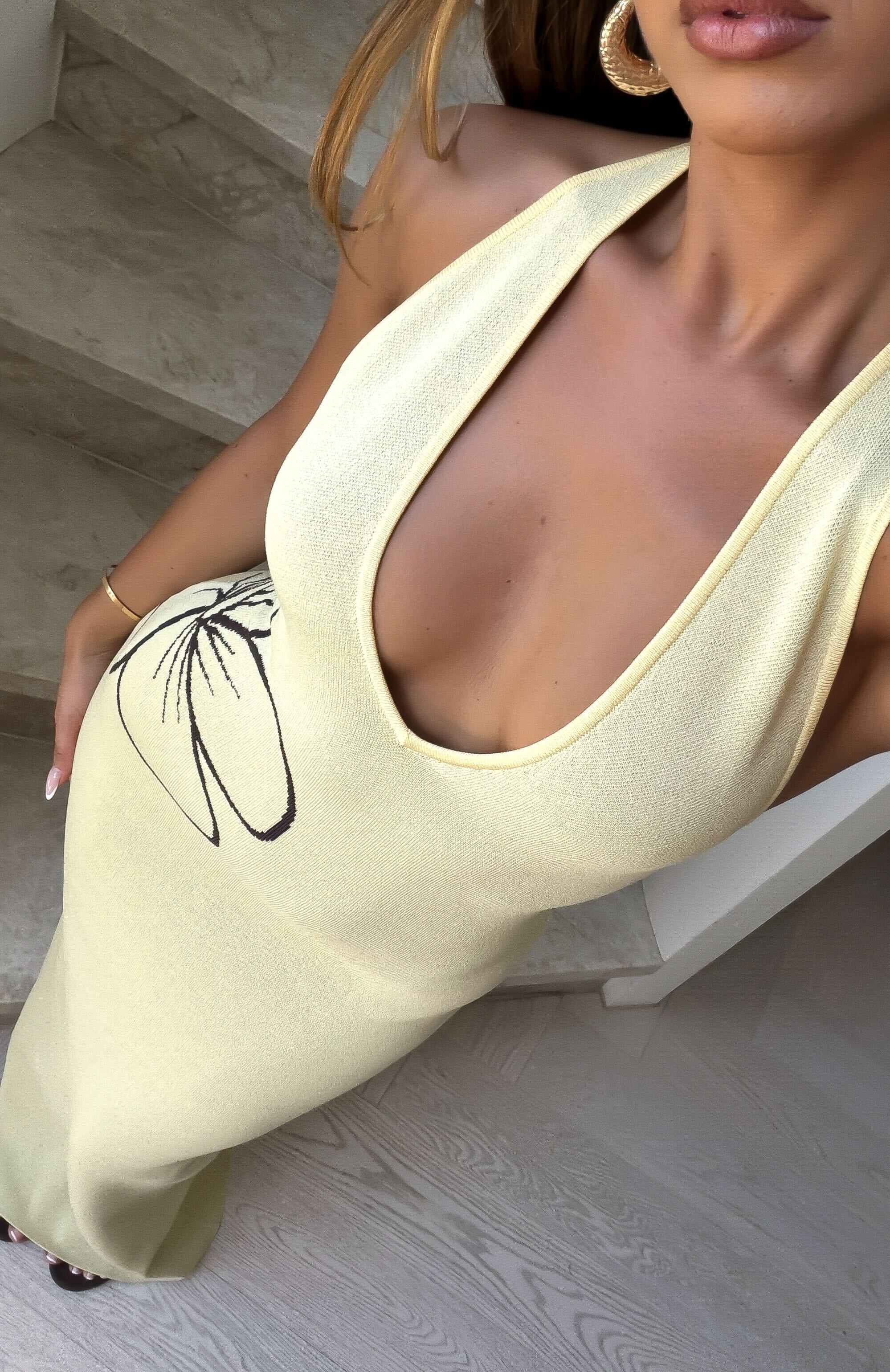 Baddie Era Knit Maxi Dress Lemon