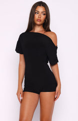 Be My Fantasy Off Shoulder Playsuit Black