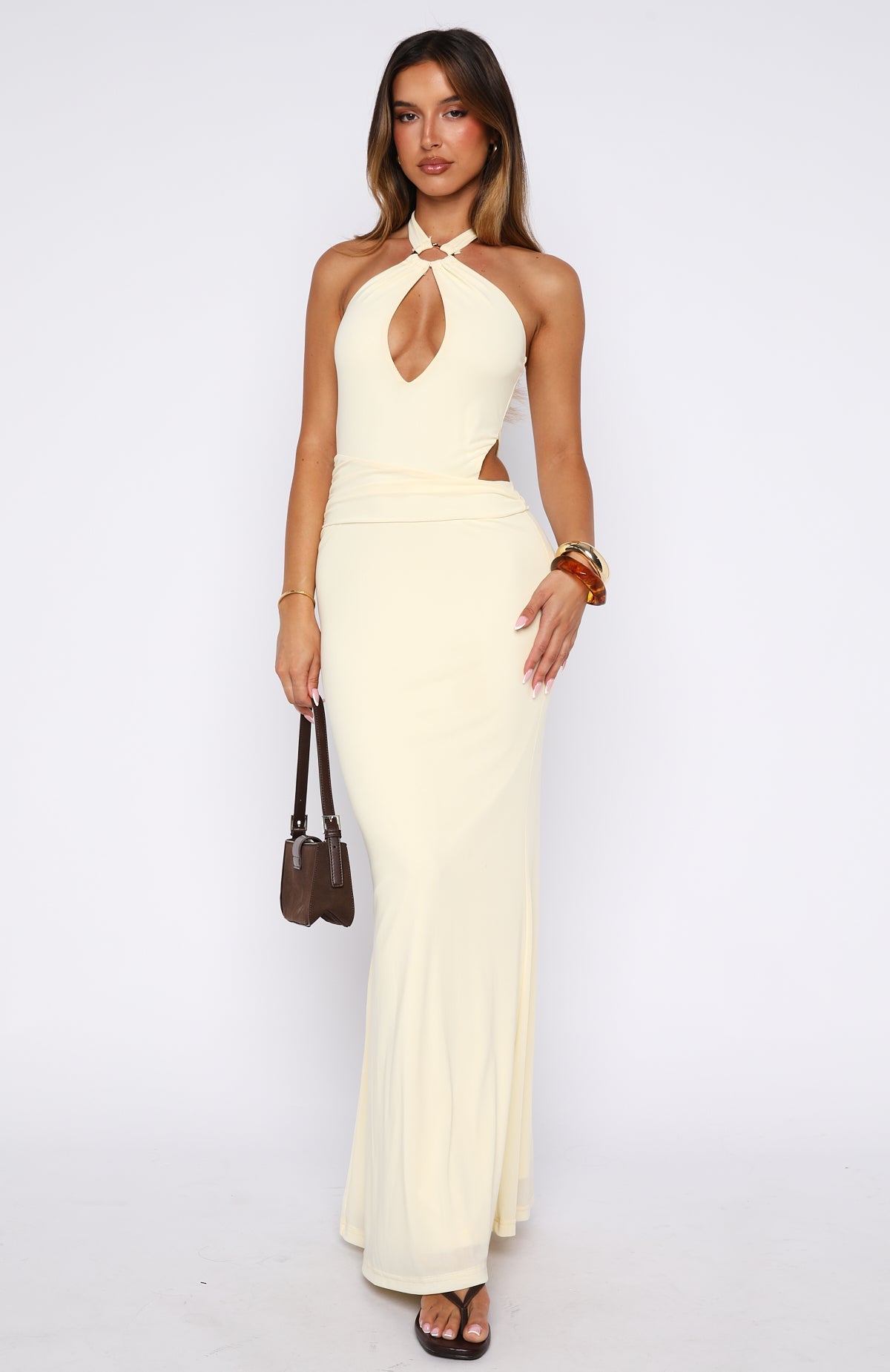 Beautiful Inside Out Halter Maxi Dress Lemon