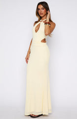 Beautiful Inside Out Halter Maxi Dress Lemon