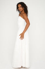 Bittersweet Babe Strapless Broderie Maxi Dress White