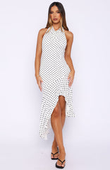 Blushing Nights Midi Dress Cream/Black Polka Dot