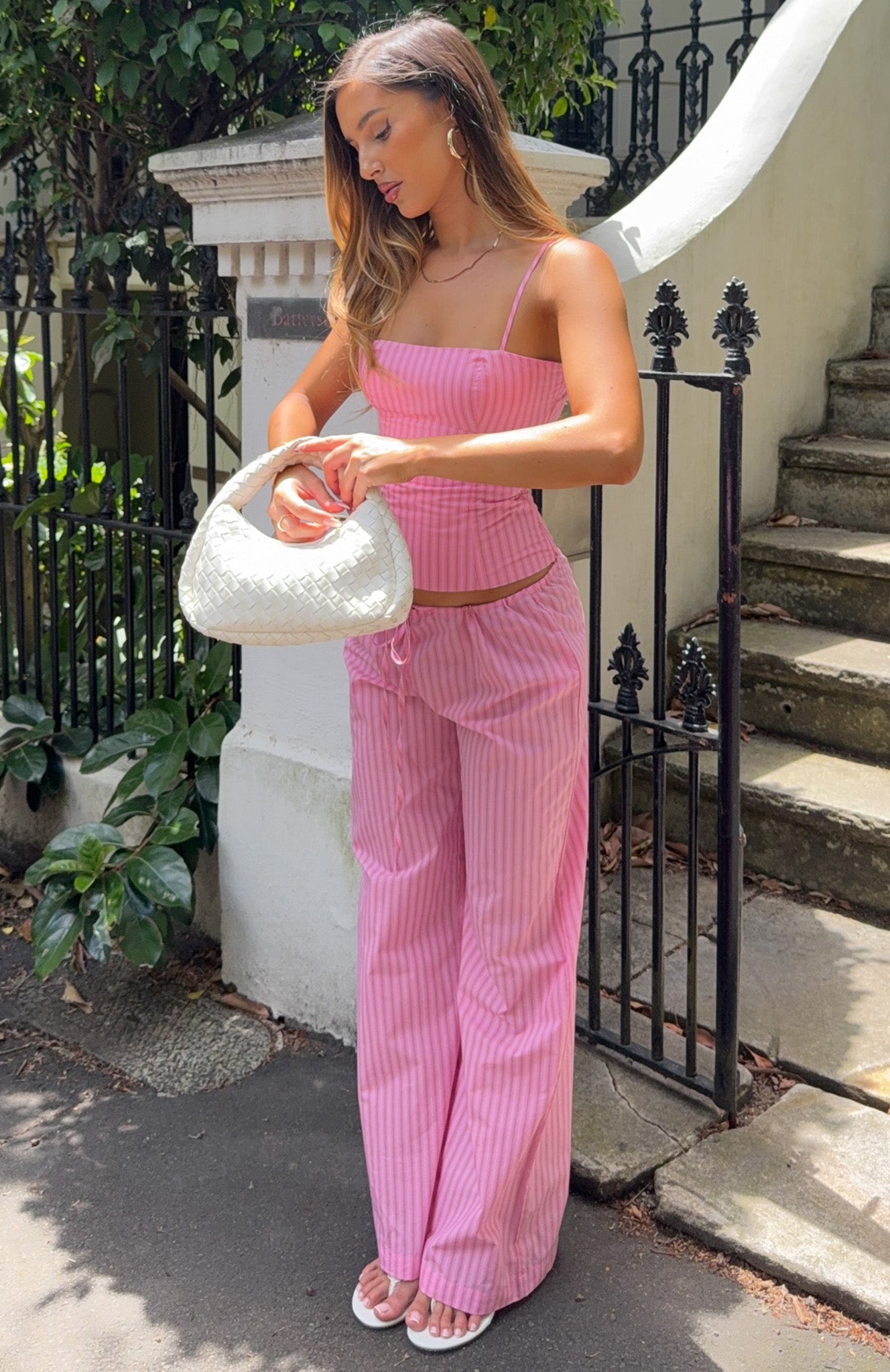Born To Glow Wide Leg Pants Pink Stripe