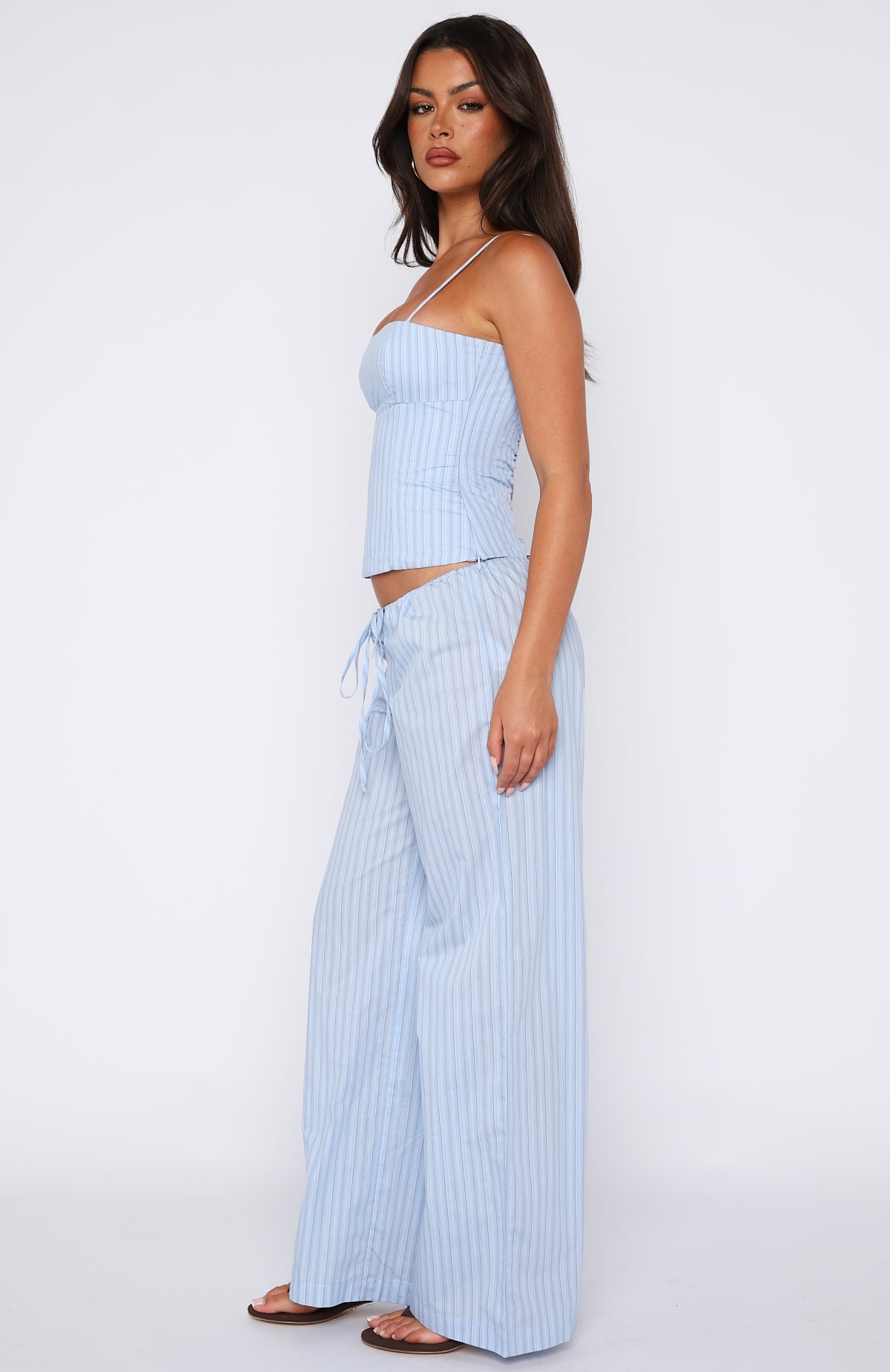 Born To Glow Wide Leg Pants Blue Stripe