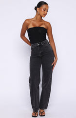 Born To Shine High Waisted Barrel Jeans Black Acid