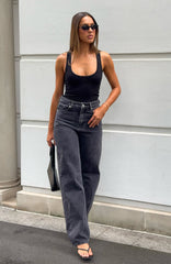 Born To Shine High Waisted Barrel Jeans Black Acid