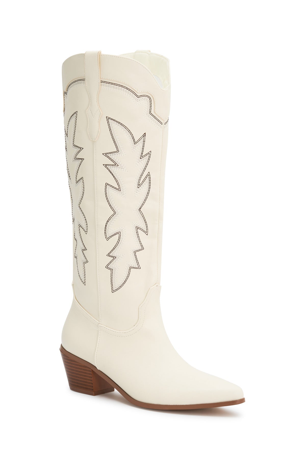 Briar Knee High Cowboy Boots Cream