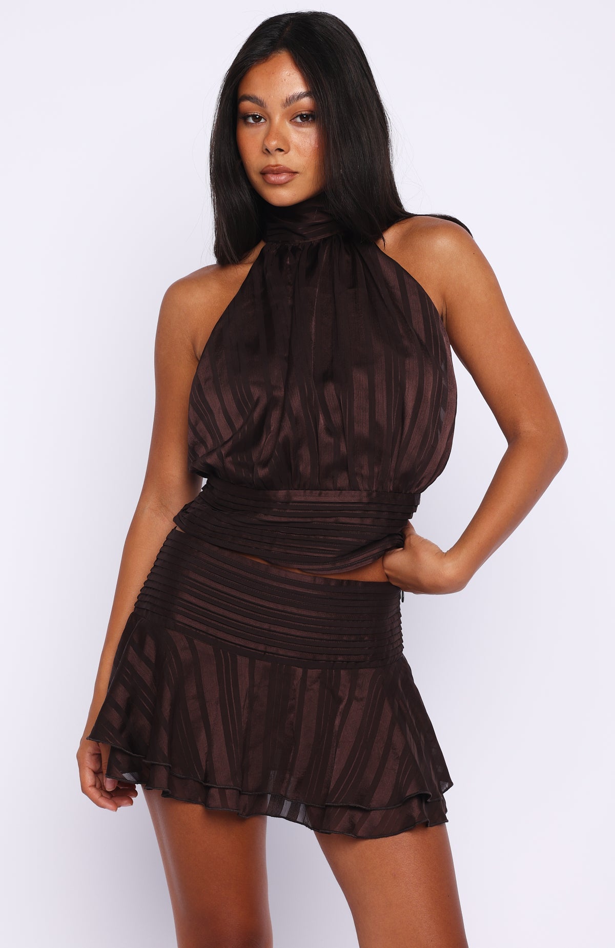 Brightened My Day Halter Top Chocolate
