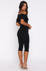 Brunch Dates Off Shoulder Jumpsuit Black