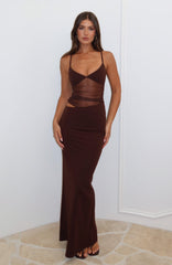 Call Me Up Maxi Dress Chocolate