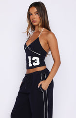 Can't Help The Feeling Halter Top Navy