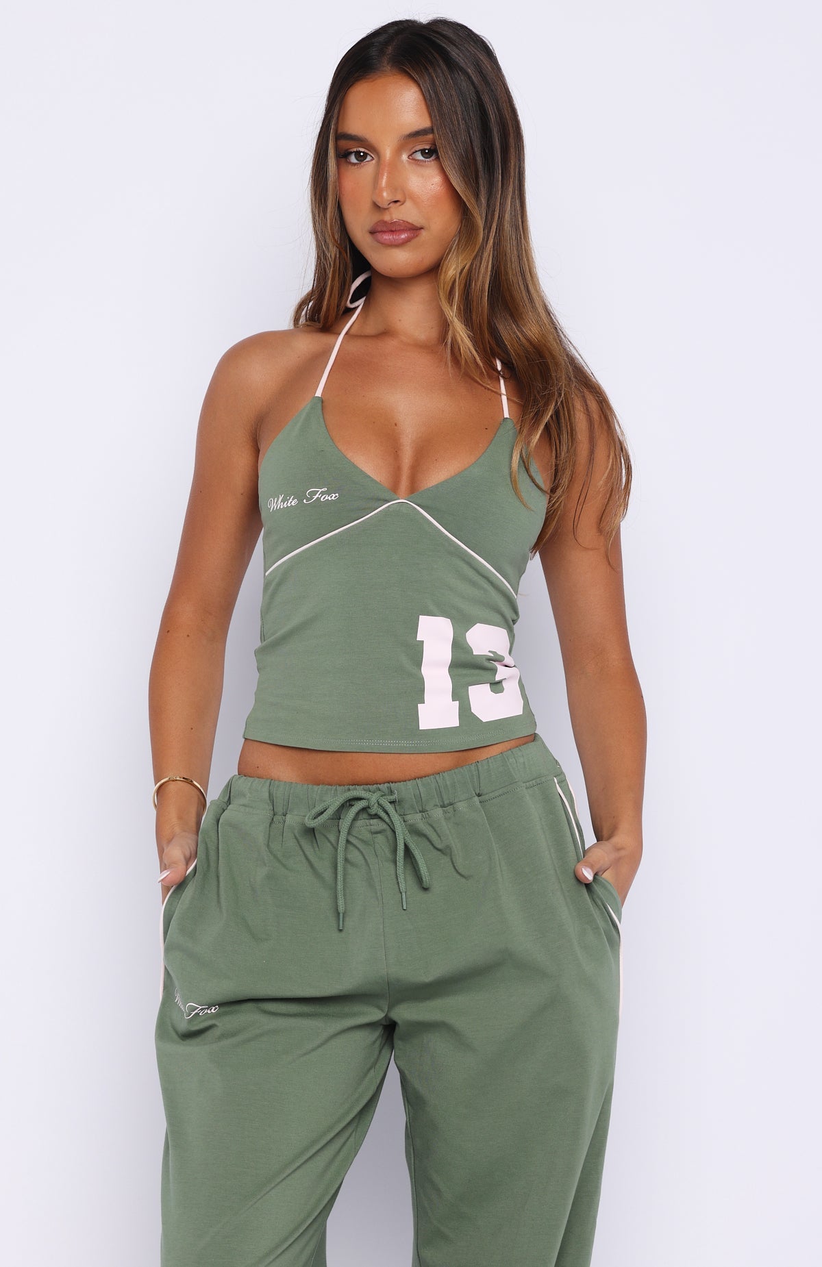 Can't Help The Feeling Halter Top Khaki