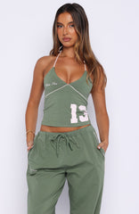 Can't Help The Feeling Halter Top Khaki