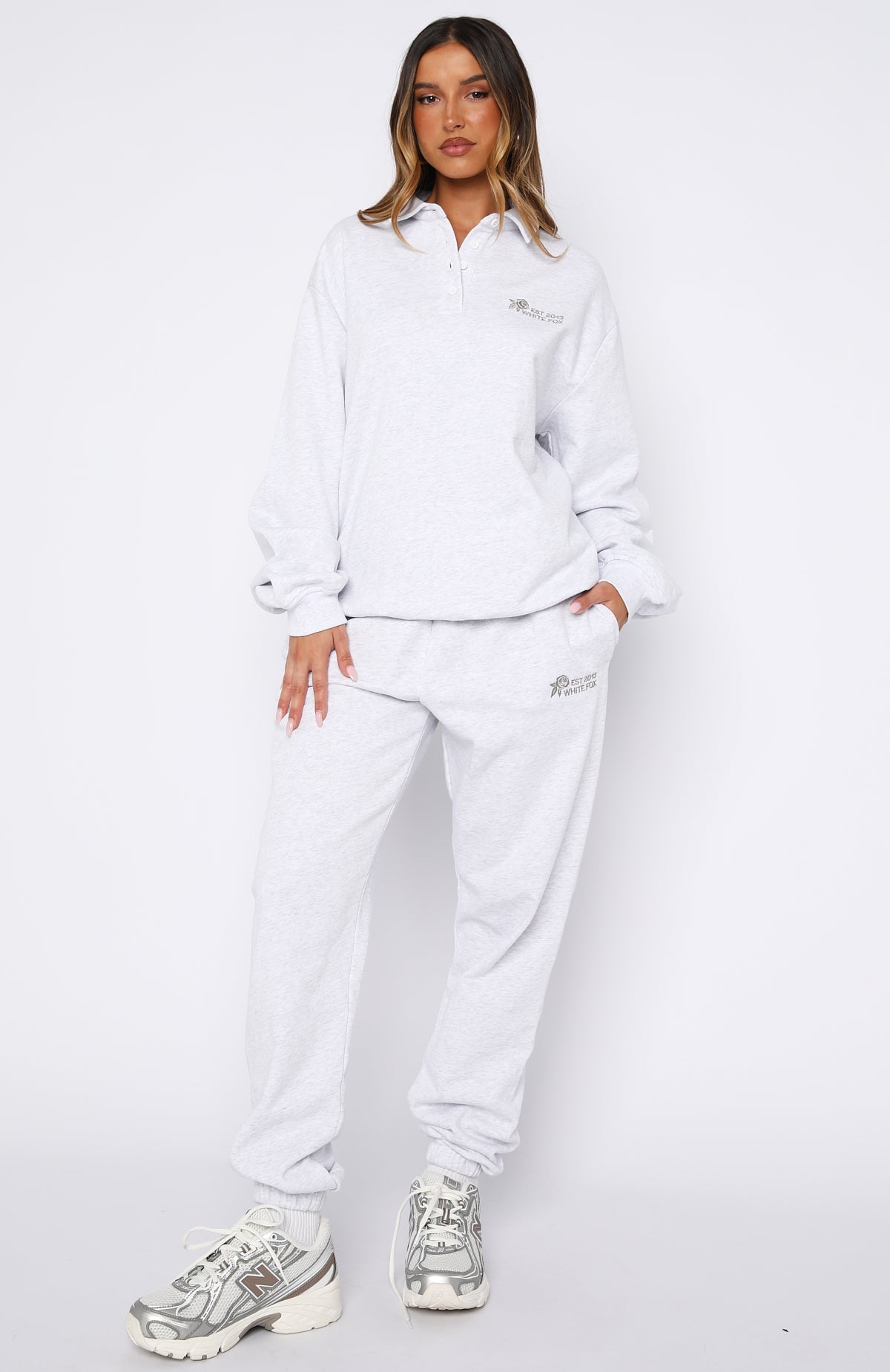 Can't Be Changed Oversized Henley Sweater Grey Marle