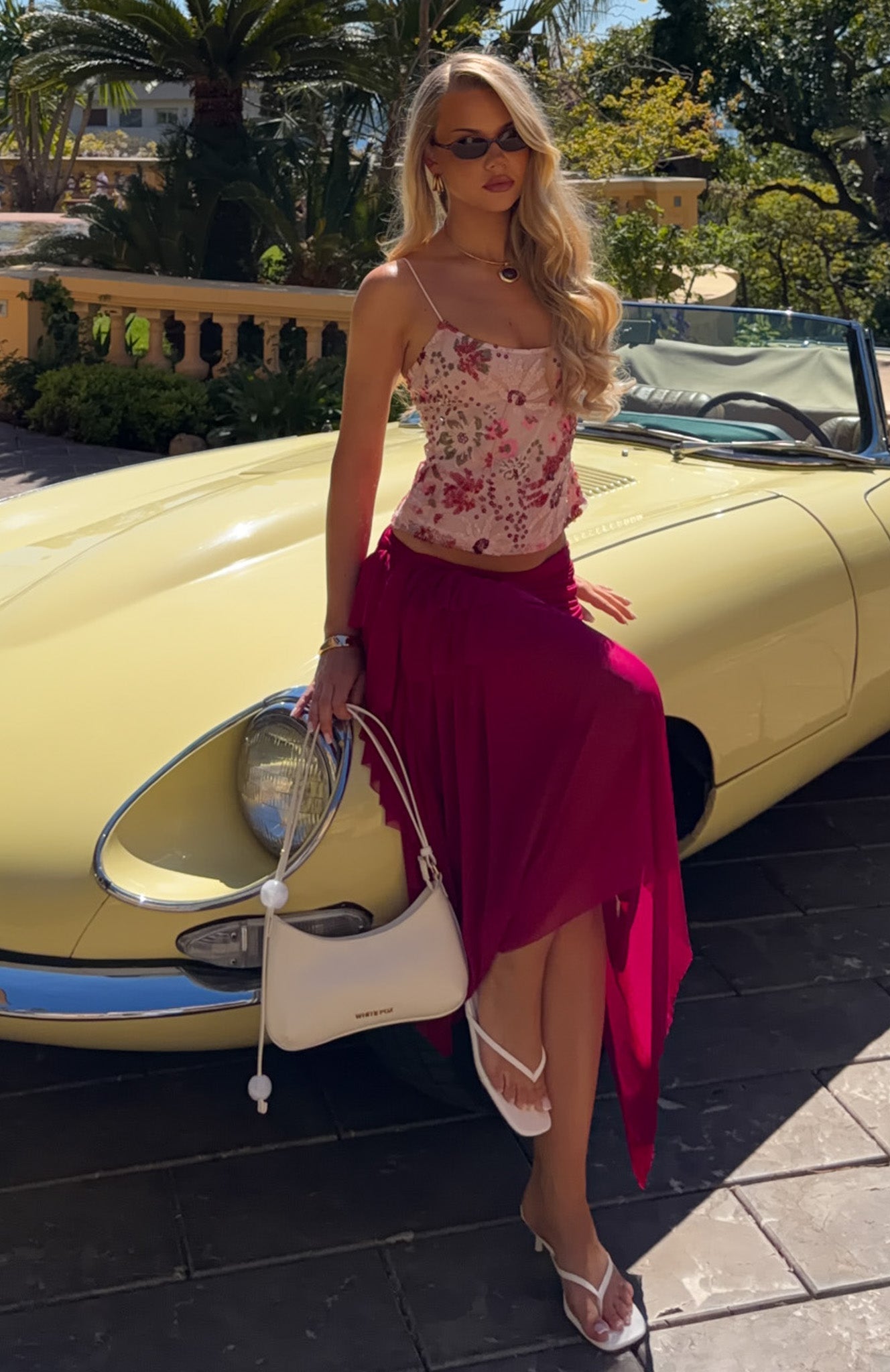 Cascade Around Me Midi Skirt Dragonfruit