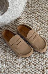 Cayson Loafer Slides Taupe Faux Suede