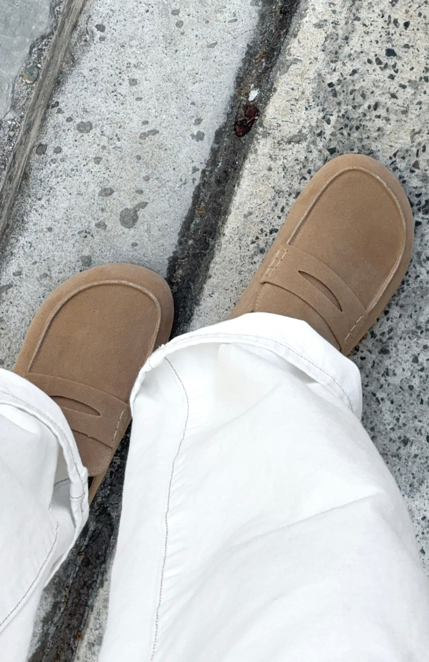 Cayson Loafer Slides Taupe Faux Suede