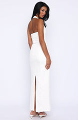 Champagne High Halter Maxi Dress White