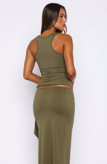 Chasing Stillness Tied Tank Top Olive