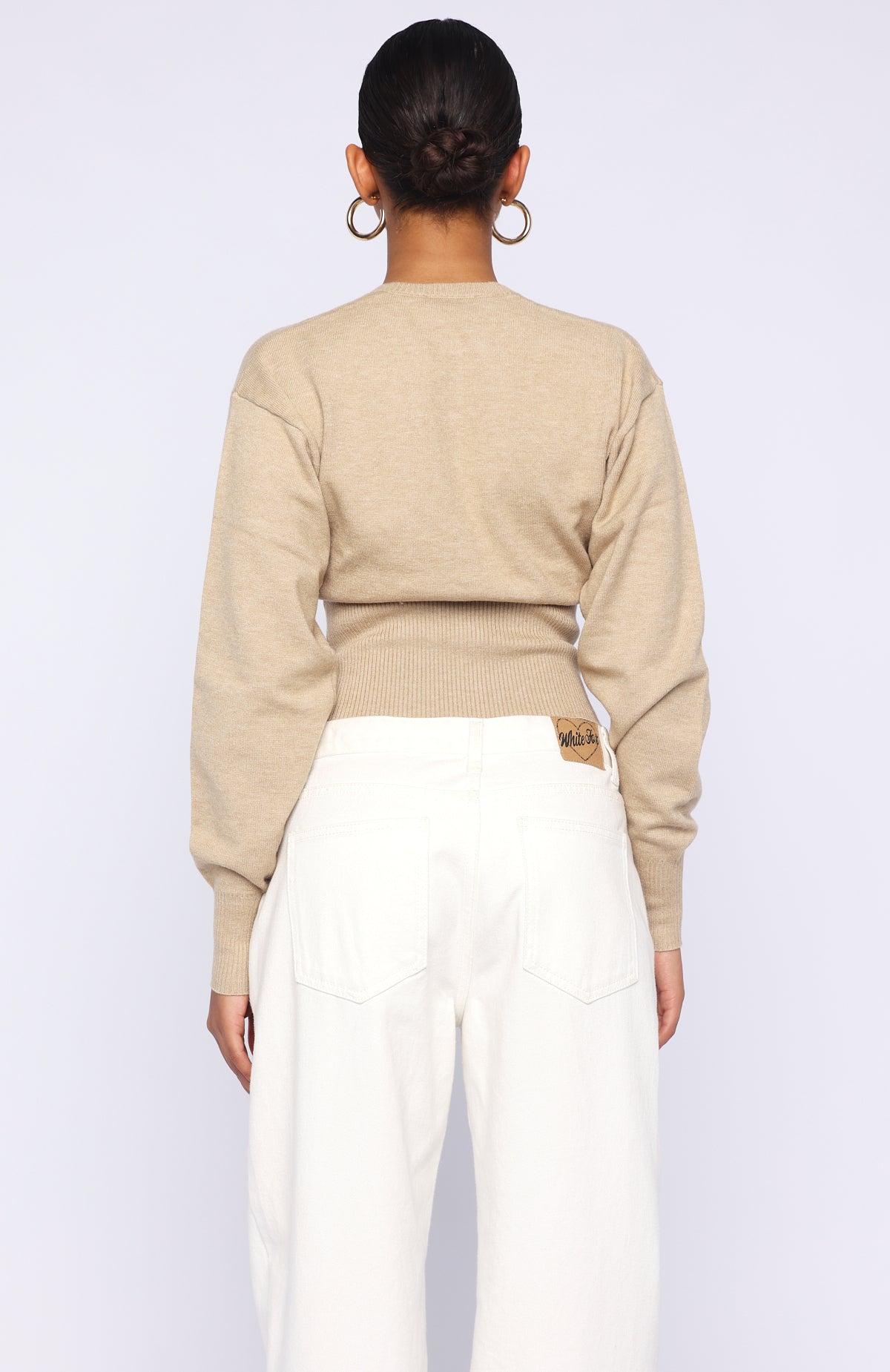 Cindy Cinched Knit Top Beige