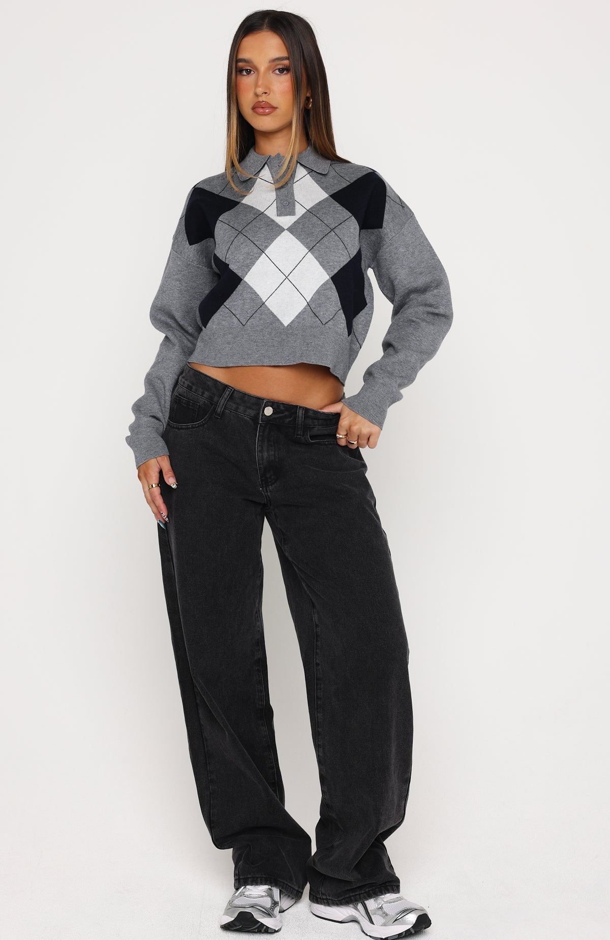Cinzia Argyle Knit Sweater Navy Winter
