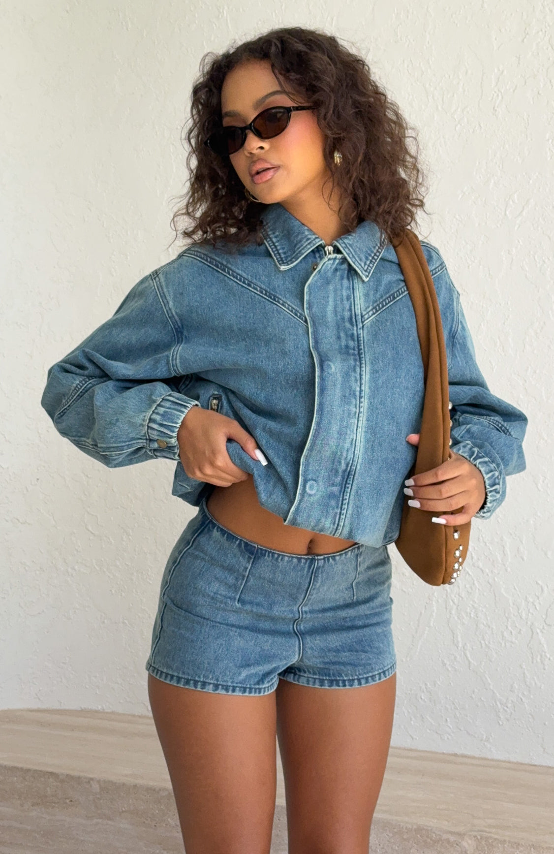 Cooler Than You Denim Shorts Brown Blue Acid