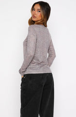 Courtside Seated Long Sleeve Top Leopard