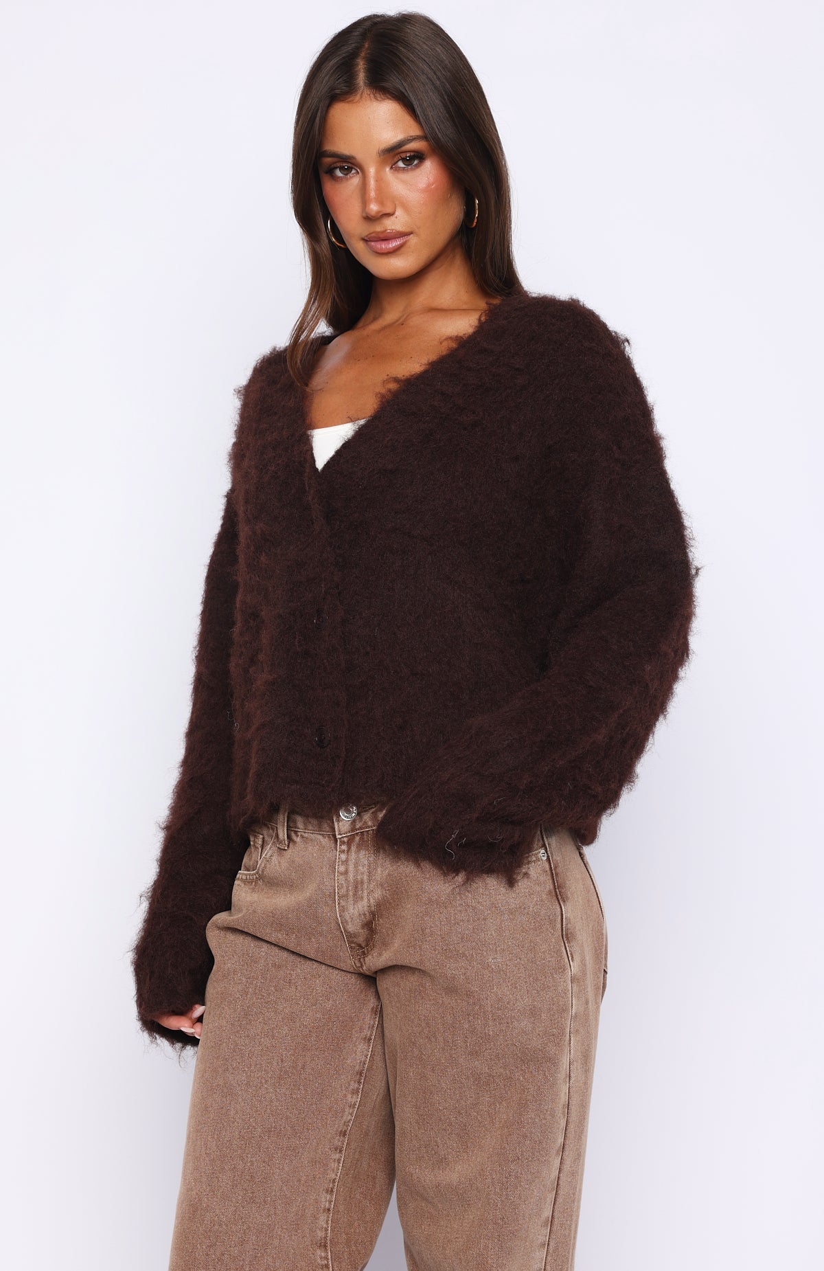 Cozy Vibes Knit Cardigan Chocolate