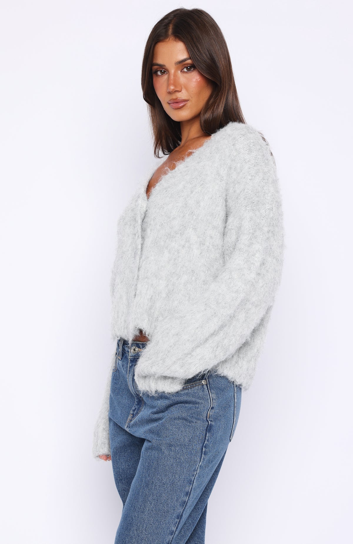 Cozy Vibes Knit Cardigan Grey Marle