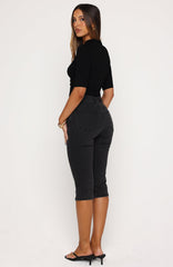 Cynthia High Rise Capri Jeans Black Acid