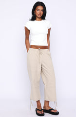 Date Me Capri Cargo Pants Stone