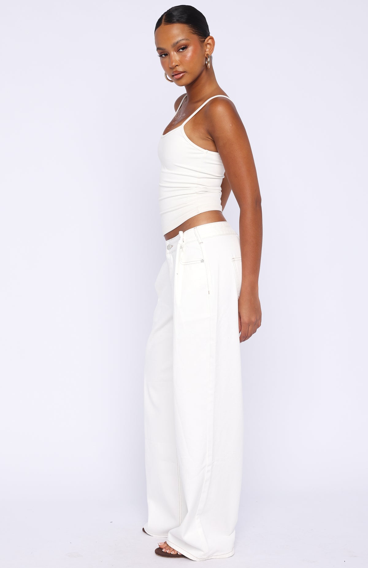 Day At A Time Low Rise Wide Leg Jeans Off White