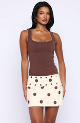 Dazzle Darling Mini Skirt Cream/Chocolate Polka Dot
