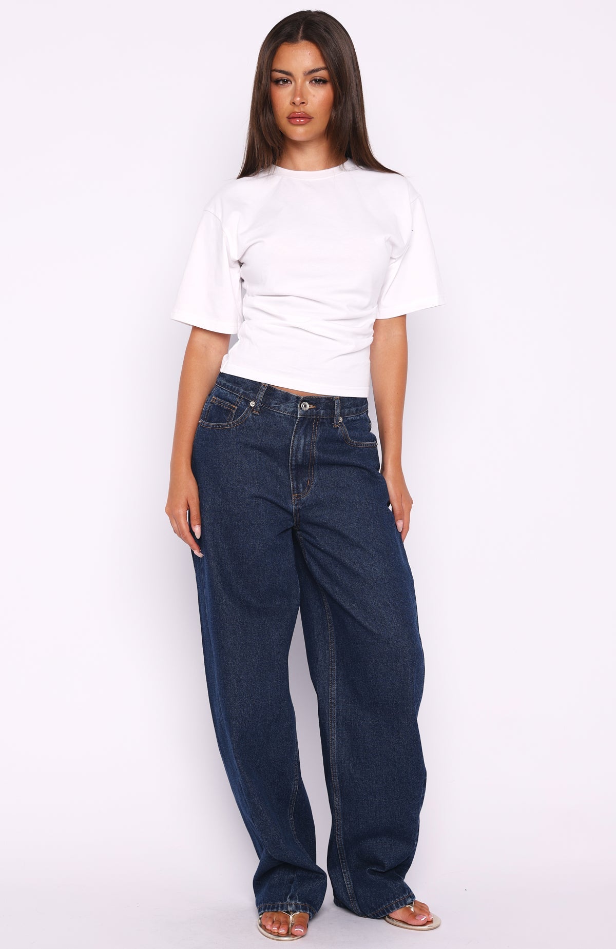 Destination Unknown Cinched Waist Boxy Tee White