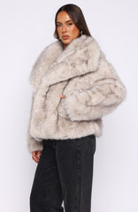 Dirty Martini Faux Fur Jacket Smokey Taupe