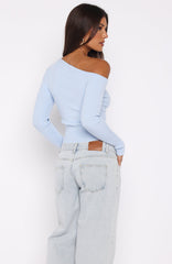 Double Dates Long Sleeve Knit Top Blue