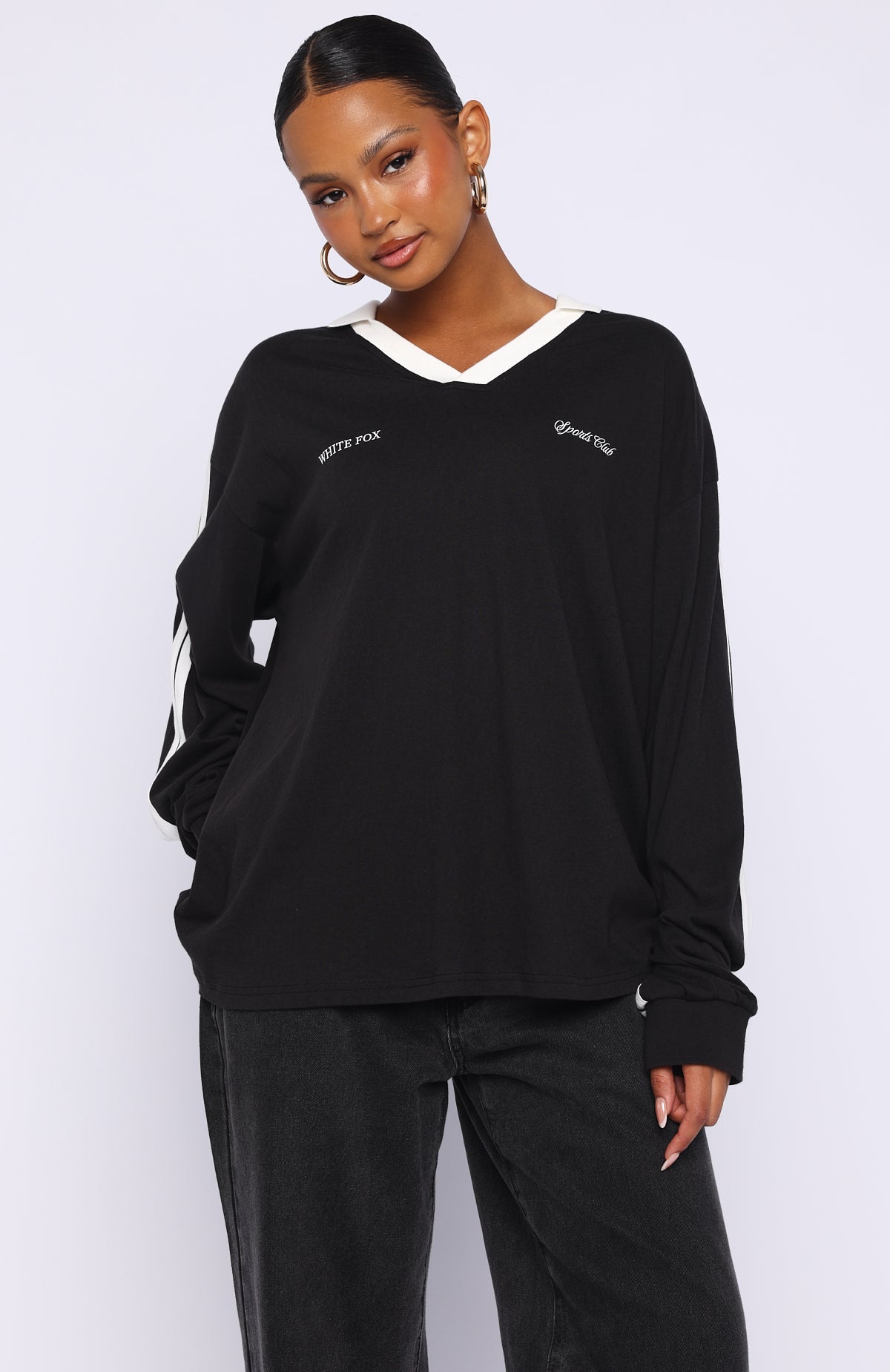 Dreamy Skies Long Sleeve Oversized Jersey Black