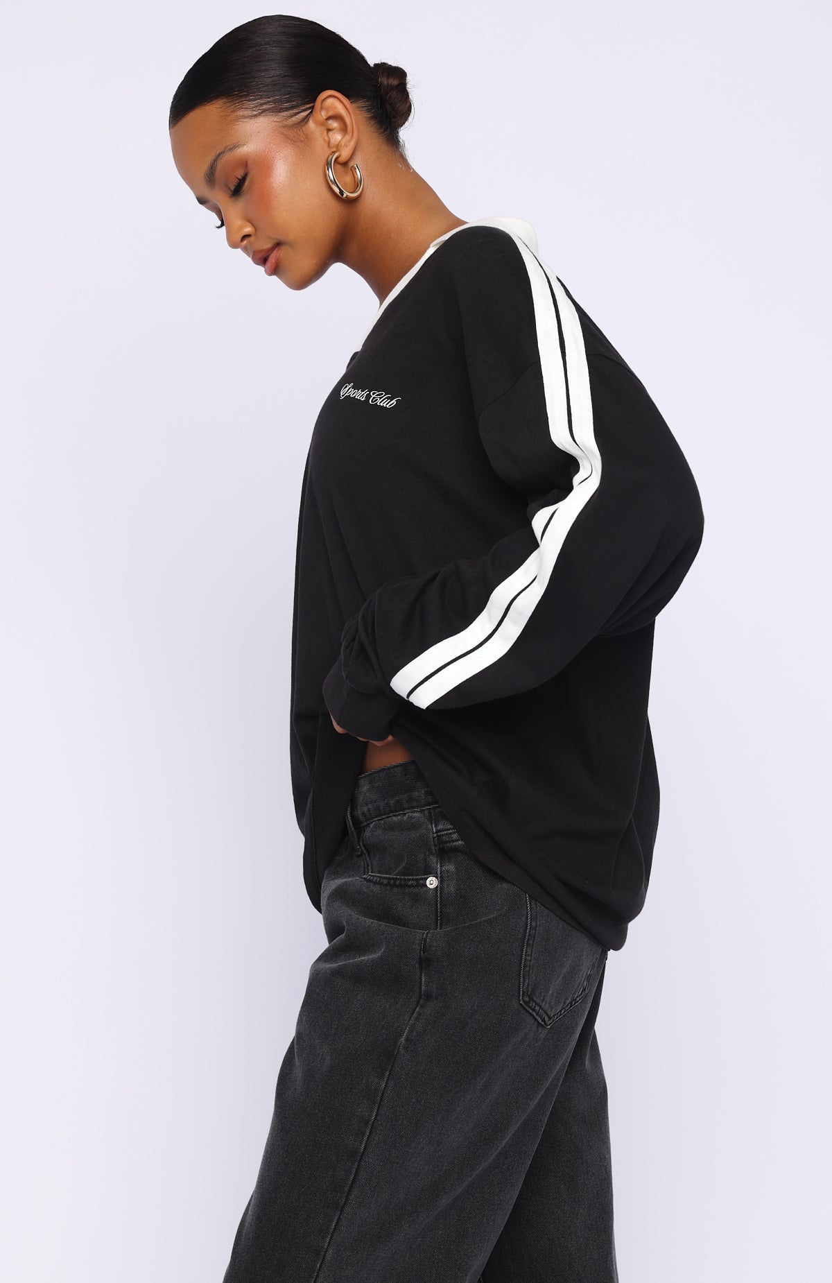 Dreamy Skies Long Sleeve Oversized Jersey Black