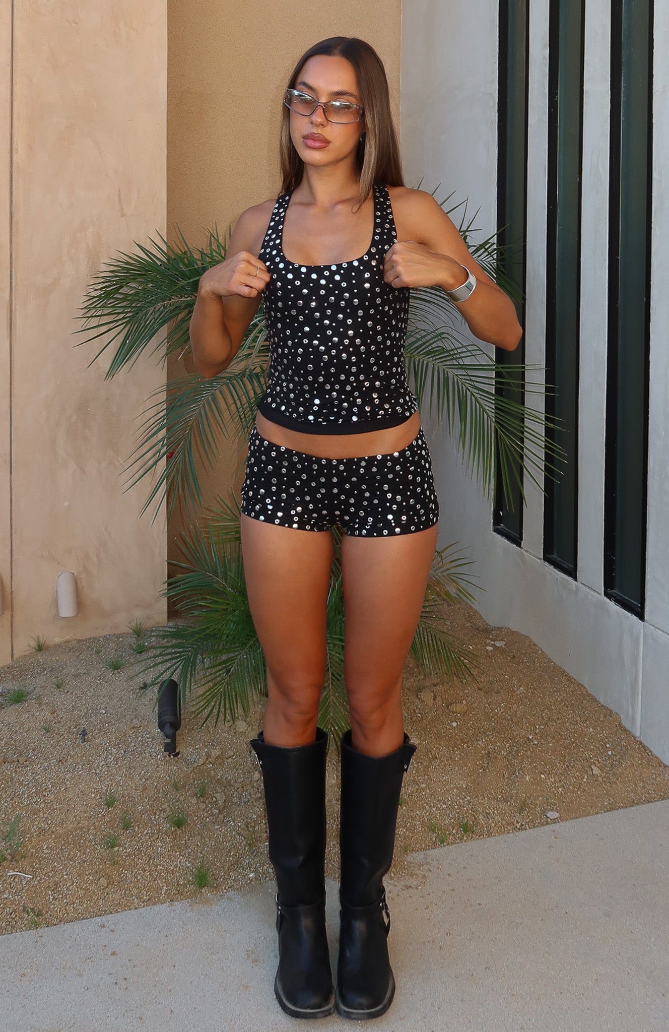 Festival Feels Embellished Shorts Black