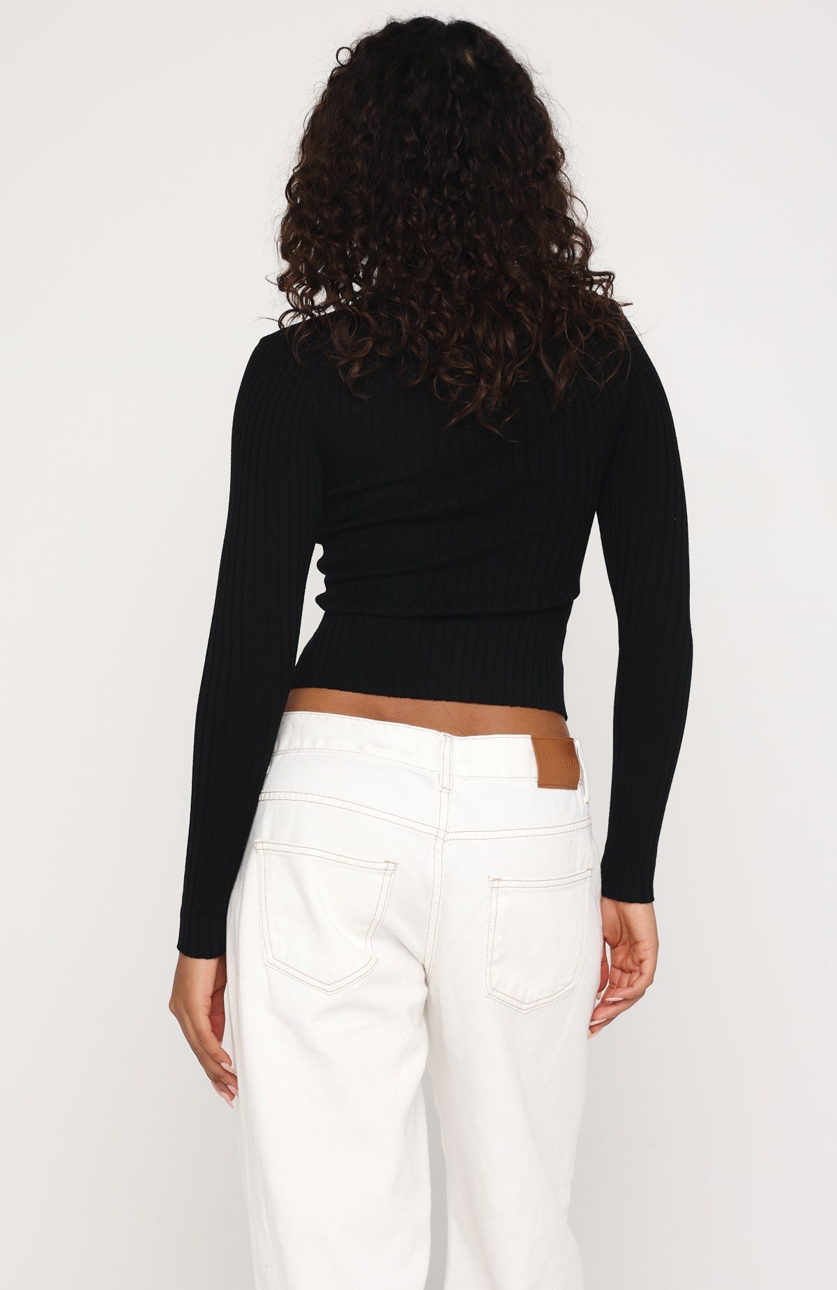 Fine Wine Long Sleeve Knit Top Black