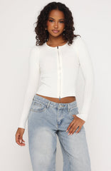 Fine Wine Long Sleeve Knit Top Off White