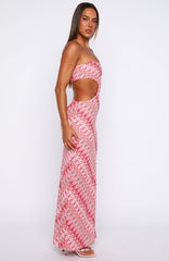 Flirt Mode Strapless Maxi Dress Sunrise Waves