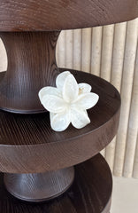 Floral Charm Hair Clip White Marble