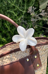 Floral Charm Hair Clip White Marble